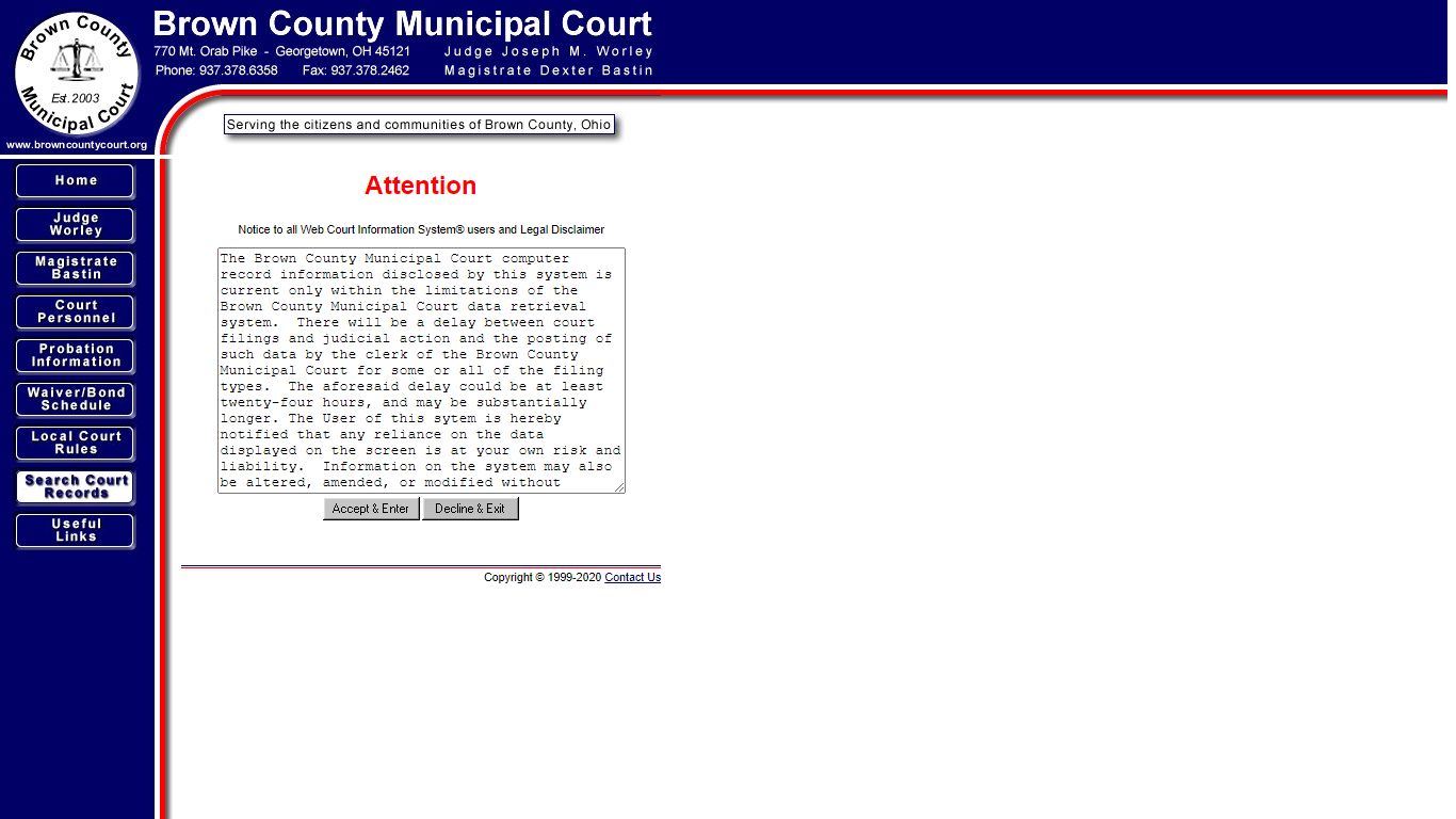 Brown County Municipal Court - Record Search